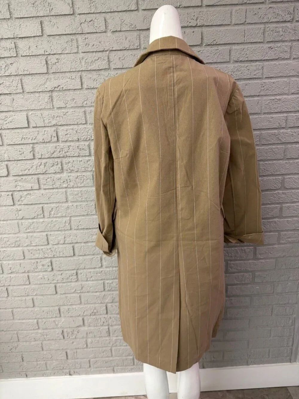 Prima Women’s Striped Long Sleeve Longline Double Breasted Duster M - Picture 7 of 11